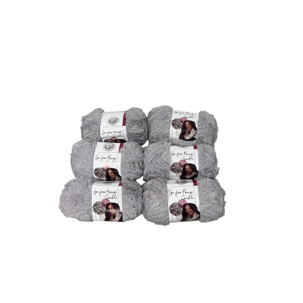 Lion Brand Go for Faux Sparkle Yarn Comet Gray 6 Skeins Lot 303AG Super Bulky